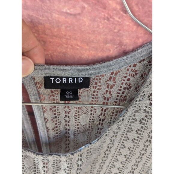 Mesh Bodice Jersey Knit Gray Floral Flowy Tank Dress Sz 00 M/L 10 Cottage Granny - Picture 6 of 8